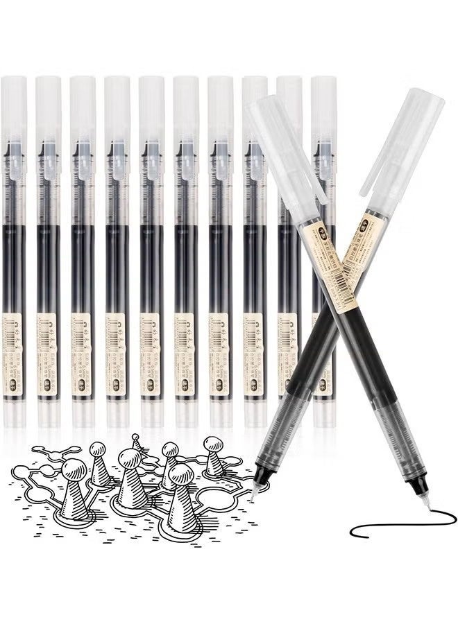 12 Pcs 0.5mm Black Gel Ink Pens, Ballpoint Pen, Ultra-Fast Drying, Waterproof Gel Pen for Writing, Drawing, and Outlining, Black Pens for Students, Office Workers Etc. - Image 1